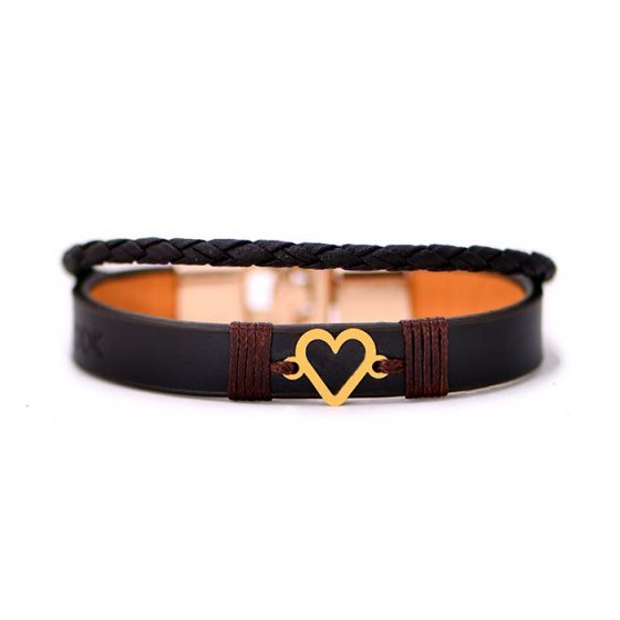 دستبند طلا چرم طلا طرح قلب