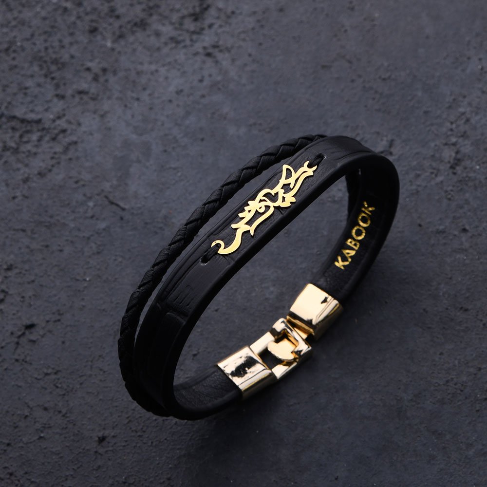 دستبند طلا چرم اسم کیاوش