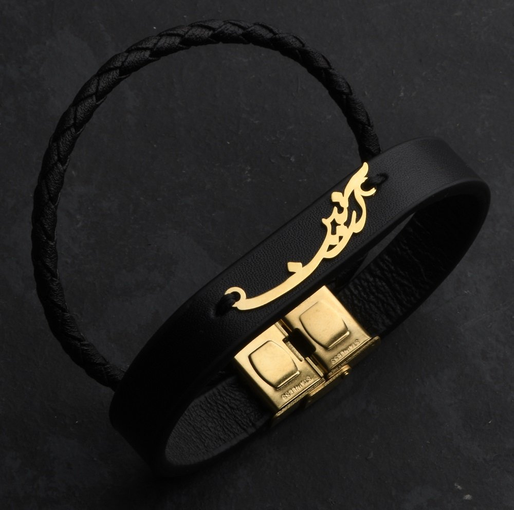 دستبند طلا چرم اسم آرتین