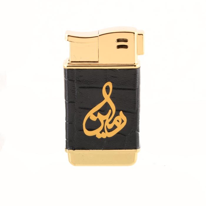 فندک چرم و طلا با اسم امین
