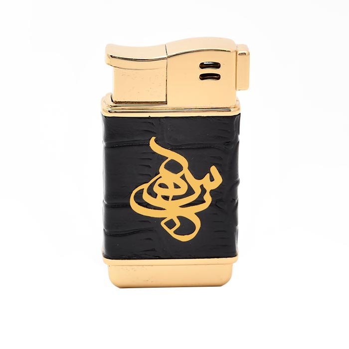 فندک چرم و طلا با پلاک اسم سهاب