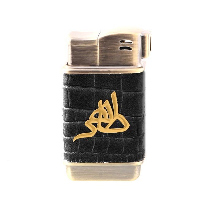 فندک چرم و طلا با اسم طاهر