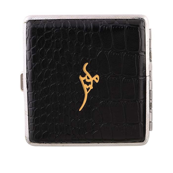 جعبه سیگار چرم و طلا اسم امیر