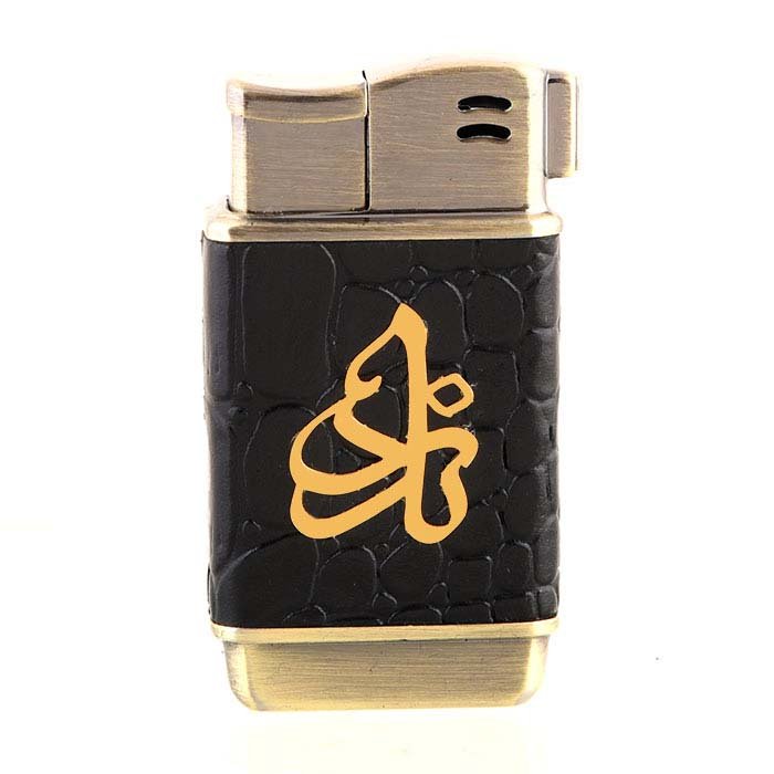 فندک چرم و طلا با پلاک اسم نادر