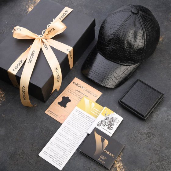 ست هدیه چرم کلاه و جعبه سیگار مشکی