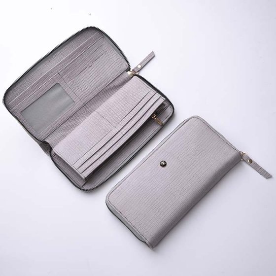 کیف پول زنانه چرم خاکستری