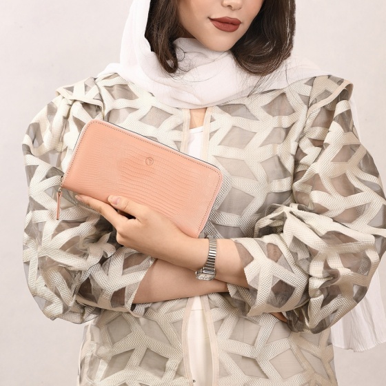 کیف پول زنانه چرم صورتی