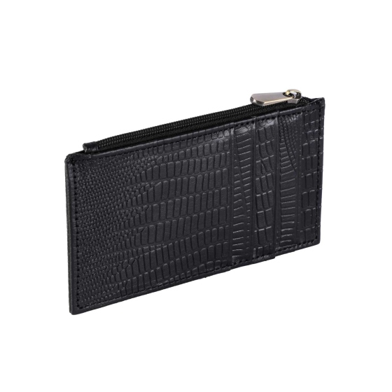 کیف پول زنانه کوچک زیپدار چرم طبیعی مشکی لیزارد