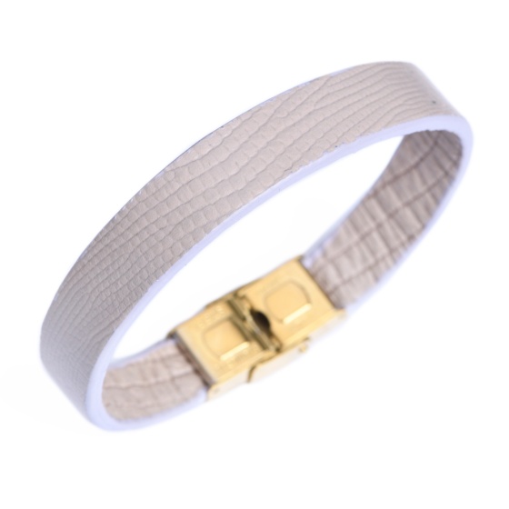 دستبند چرم لیزارد خاکستری