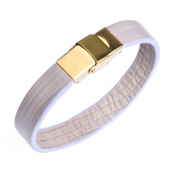 دستبند چرم لیزارد خاکستری