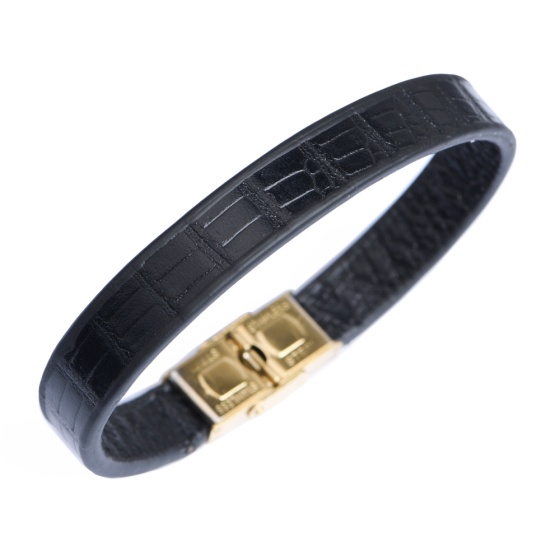 دستبند چرم مشکی لیزارد
