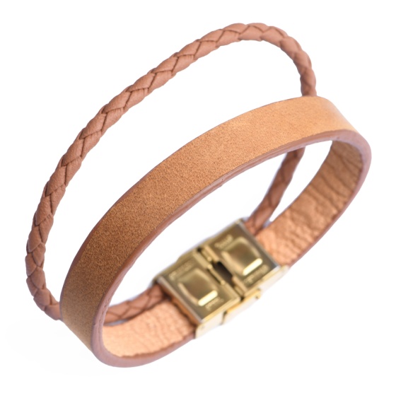 دستبند چرم 67 عسلی