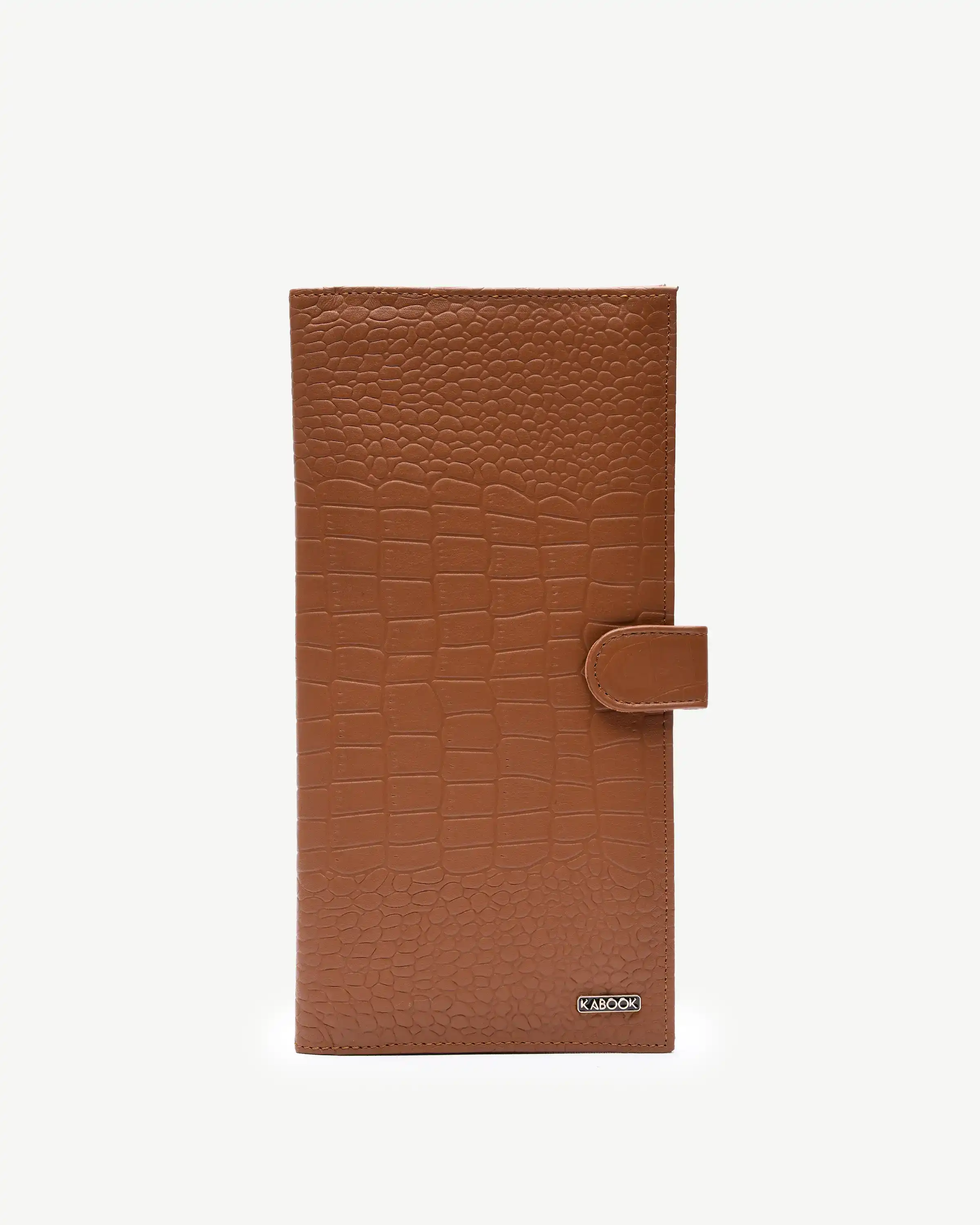 کیف دسته چک چرم طبیعی عسلی کروکودیل