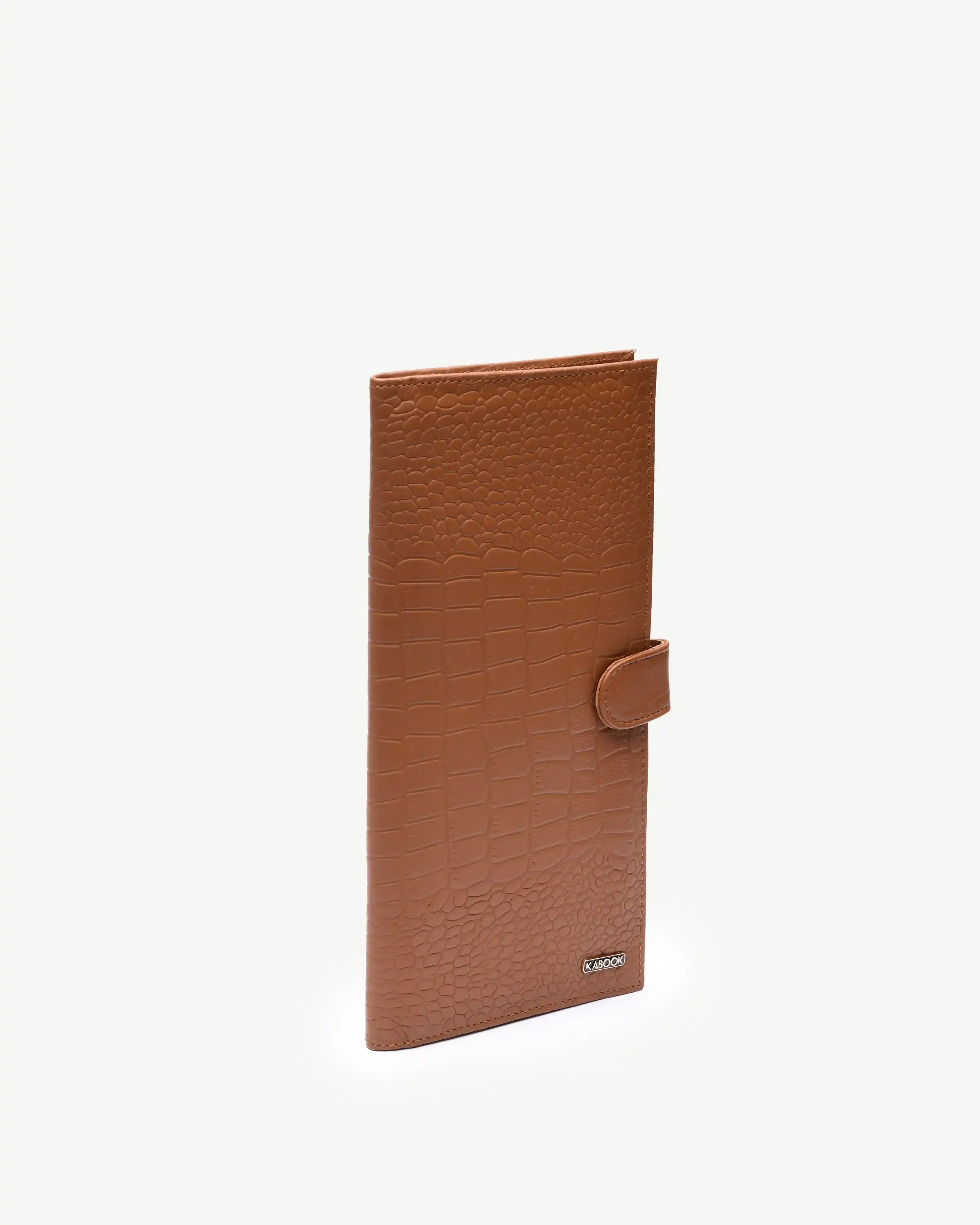 کیف دسته چک چرم طبیعی عسلی کروکودیل