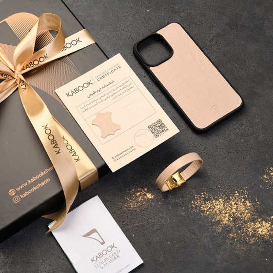 ست قاب موبایل و دستبند زنانه چرم کرم