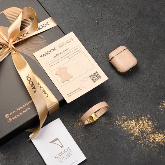 ست قاب ایرپاد و دستبند چرم زنانه چرم کرم