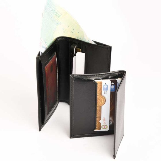 کیف پول جیبی طرح دانیال چرم مشکی ساده