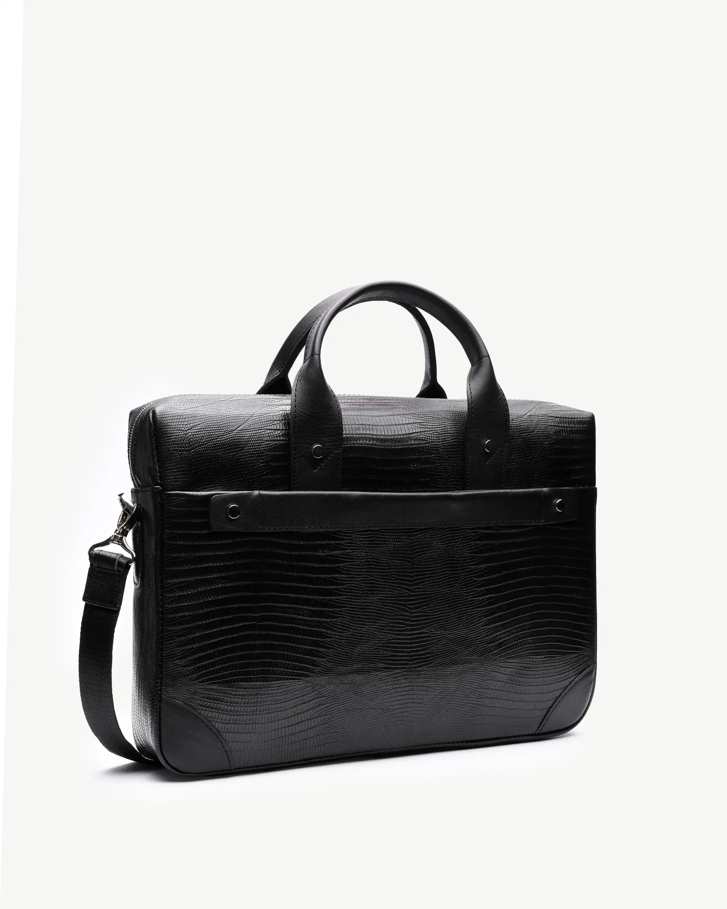 کیف اداری چرم طبیعی طرح گاندو لیزارد مشکی