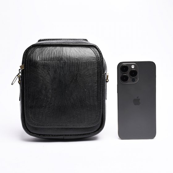 کیف کراس بادی مردانه طرح کایسر چرم لیزارد مشکی