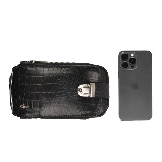 کیف کراس بادی مردانه طرح آگرین چرم کروکودیل مشکی