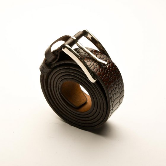 کمربند چرم مردانه عسلی کروکودیلی