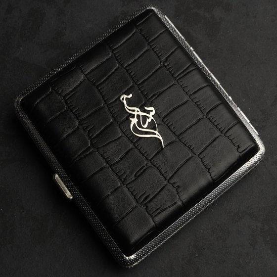 جعبه سیگار طلا چرم اسم آرسام