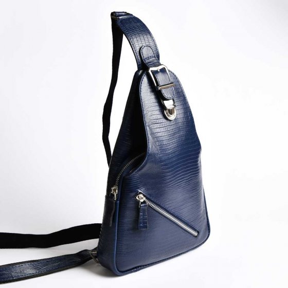 کیف دوشی ویتارا چرم سورمه ای لیزارد زنانه