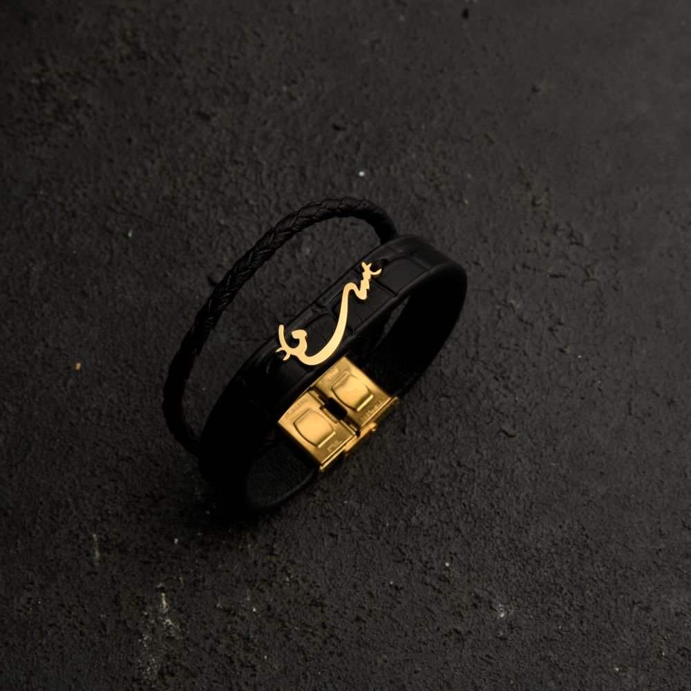 دستبند طلا چرم اسم سنا