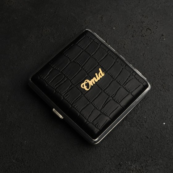 جعبه سیگار طلا چرم اسم امید