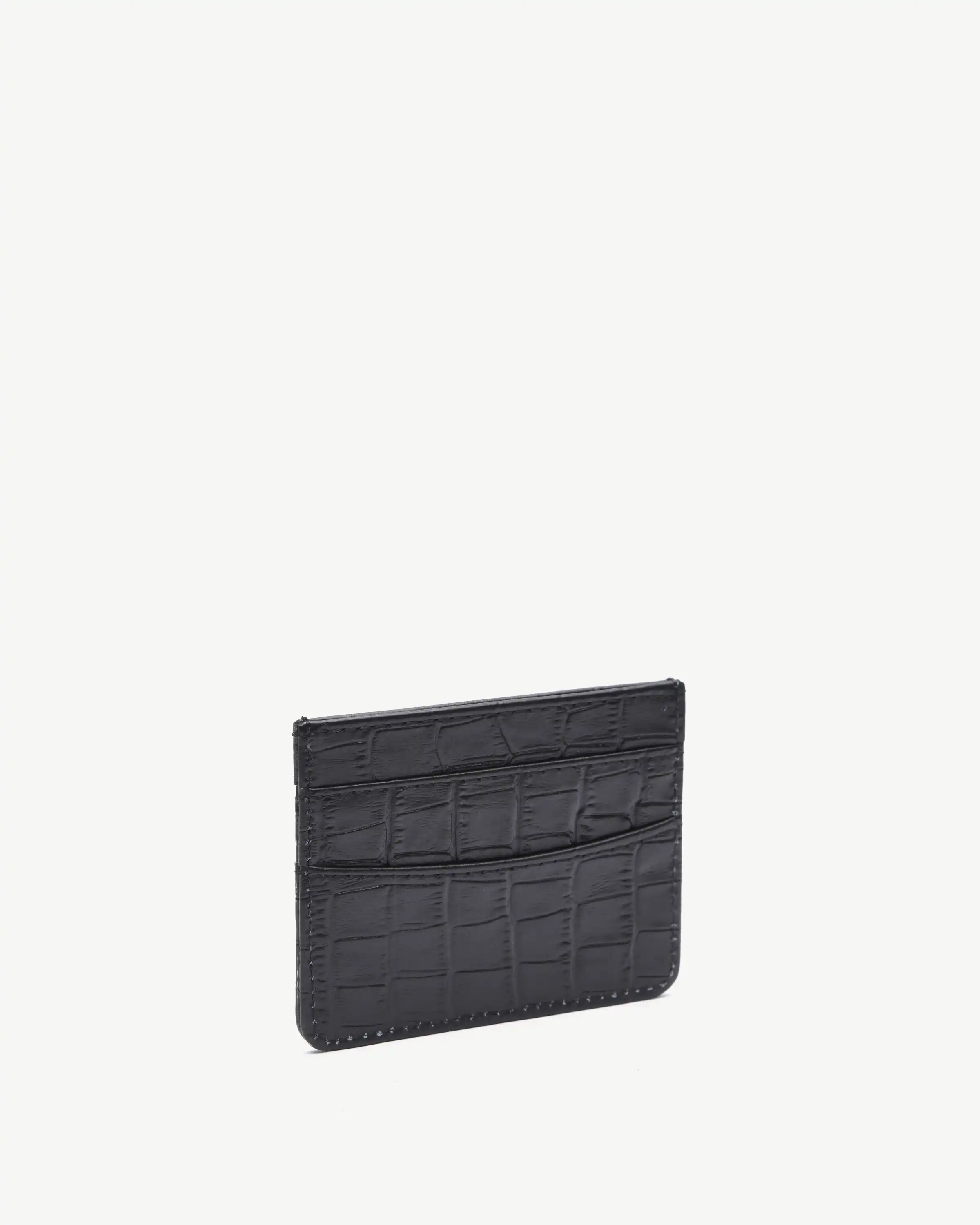 کیف کارت چرم مشکی کروکودیل