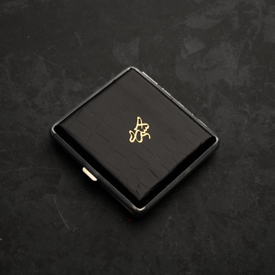 جعبه سیگار طلا چرم اسم کسری