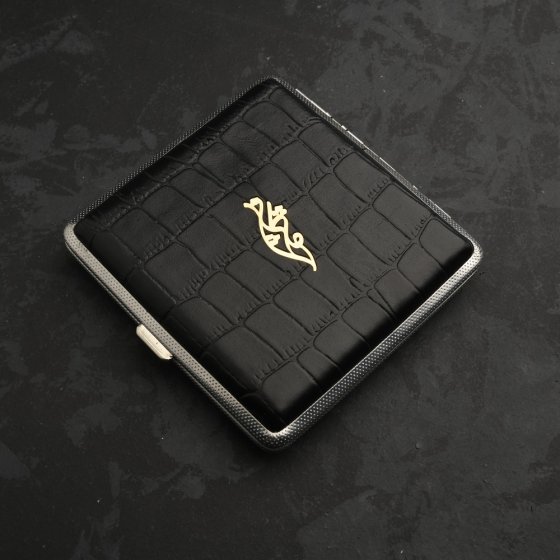 جعبه سیگار طلا چرم اسم پژمان