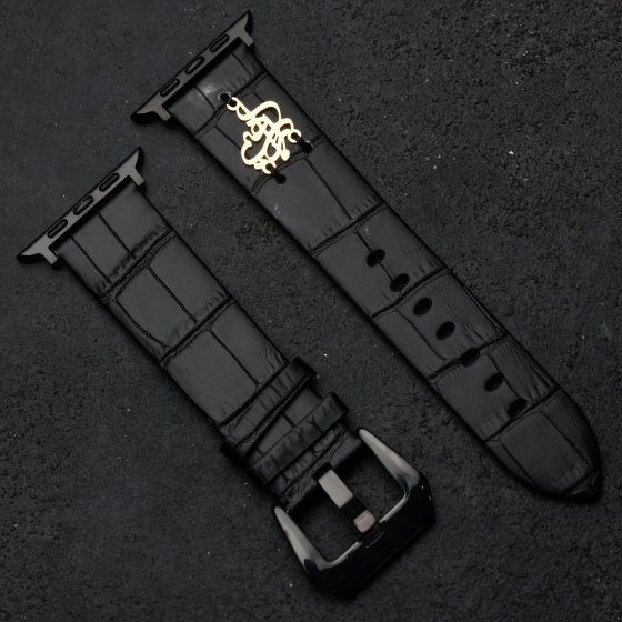 بند اپل واچ طلا چرم اسم ابراهیم