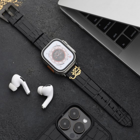 بند اپل واچ طلا چرم اسم احسان