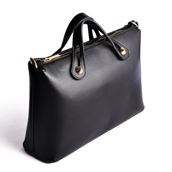 کیف مجلسی زنانه طرح افروز چرم ساده مشکی