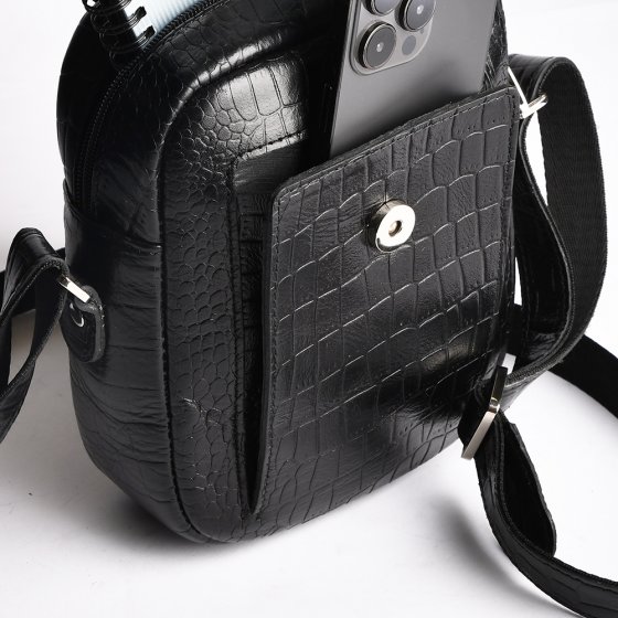 کیف کراس بادی مردانه طرح اسپرت چرم کروکودیل مشکی