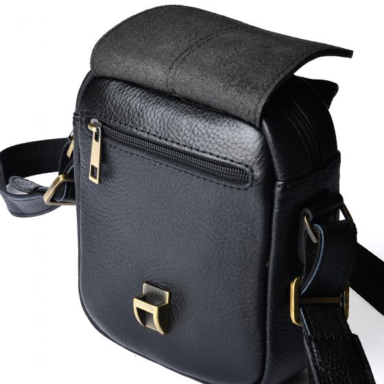 کیف دوشی مردانه طرح نگین کوچک چرم فلوتر مشکی