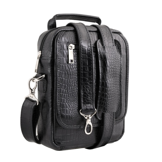 کیف کراس بادی مردانه طرح فارا چرم مشکی کروکودیل