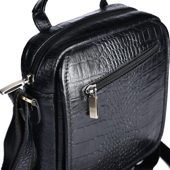 کیف کراس بادی مردانه طرح فارا چرم مشکی کروکودیل