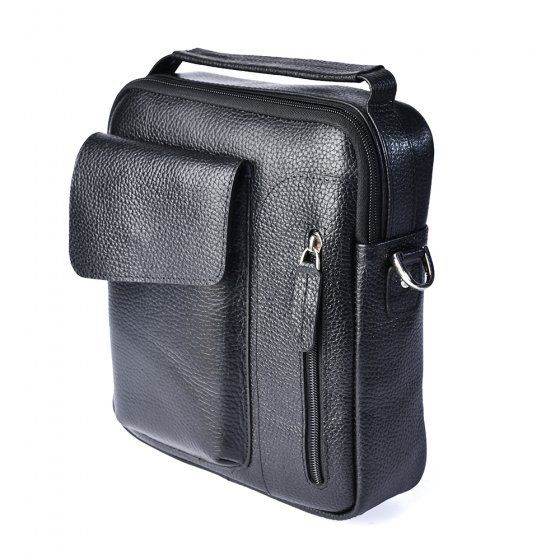 کیف دوشی کراس بادی مردانه طرح هیراد چرم فلوتر مشکی