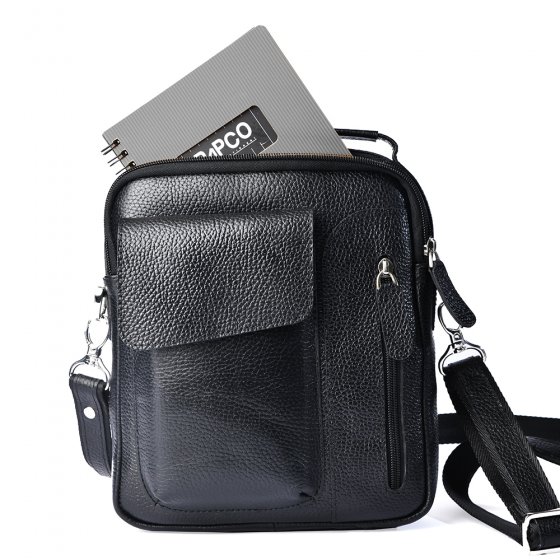 کیف دوشی کراس بادی مردانه طرح هیراد چرم فلوتر مشکی