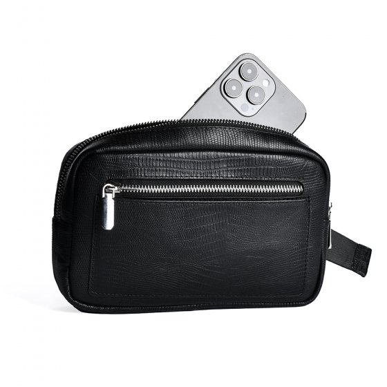 کیف کمری طرح داریوش چرم لیزارد مشکی