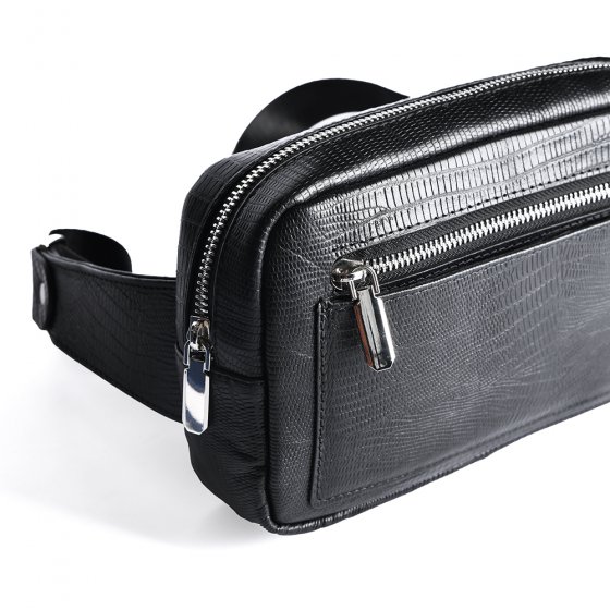 کیف کمری طرح داریوش چرم لیزارد مشکی