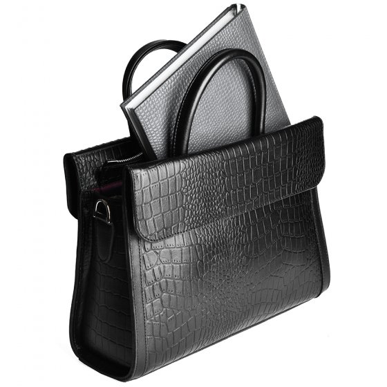 کیف اداری زنانه طرح مینی ساشا چرم کروکودیل مشکی