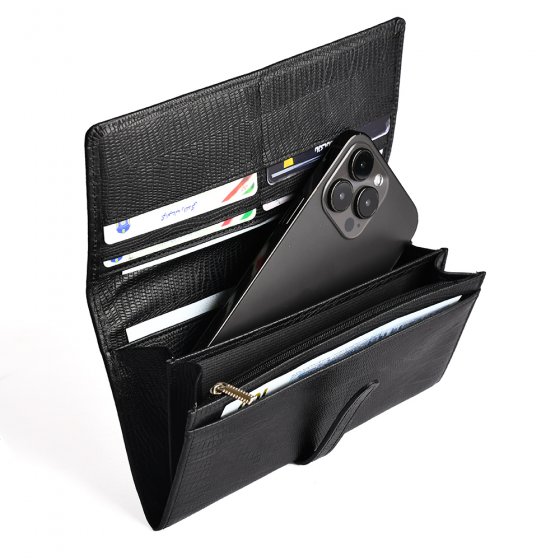 کیف دستی زنانه طرح هینا چرم لیزارد مشکی