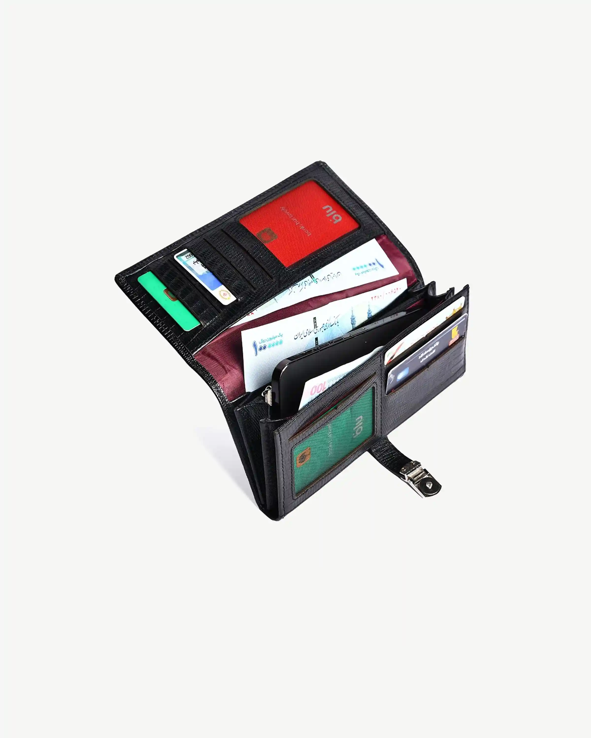 کیف دستی زنانه طرح تبسم چرم لیزارد مشکی