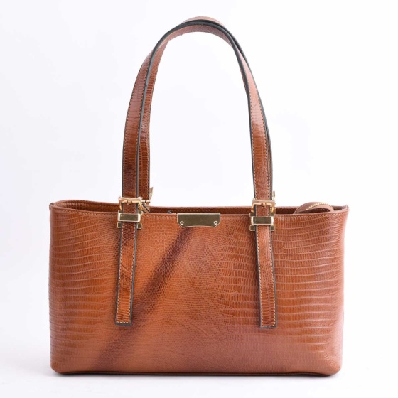 کیف زنانه مجلسی طرح ترنم چرم لیزارد عسلی E4