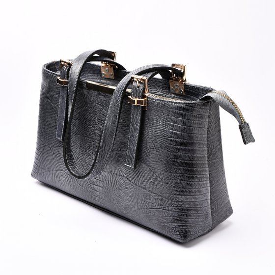 کیف زنانه مجلسی طرح ترنم چرم لیزارد طوسی