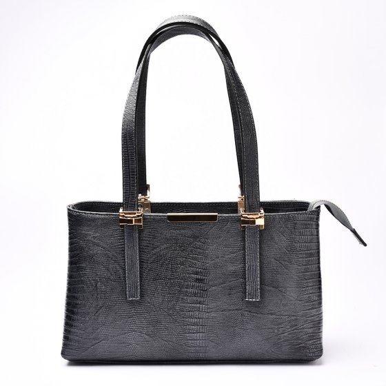 کیف زنانه مجلسی طرح ترنم چرم لیزارد طوسی