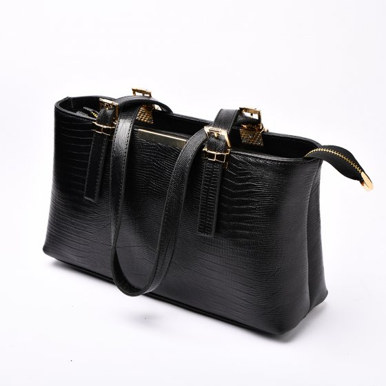 کیف زنانه مجلسی طرح ترنم چرم لیزارد مشکی